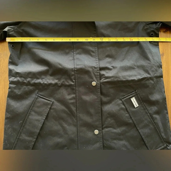 HUNTER ladie’s water resistant cotton smock jacket hooded black - Picture 5 of 9